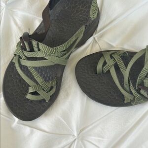 Chaco Green and Black Strappy Sandals